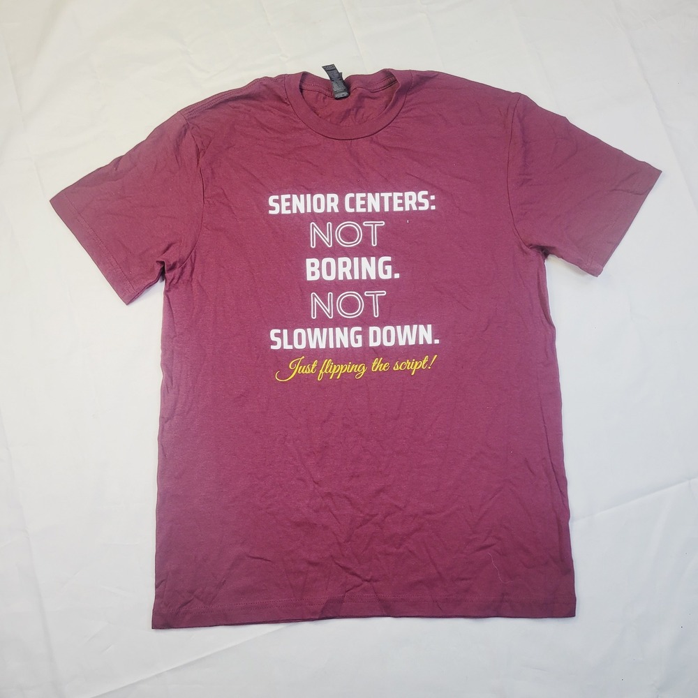 Gildan Unisex Senior Centers Not Boring T-Shirt Medium Maroon Graphic Tee G81